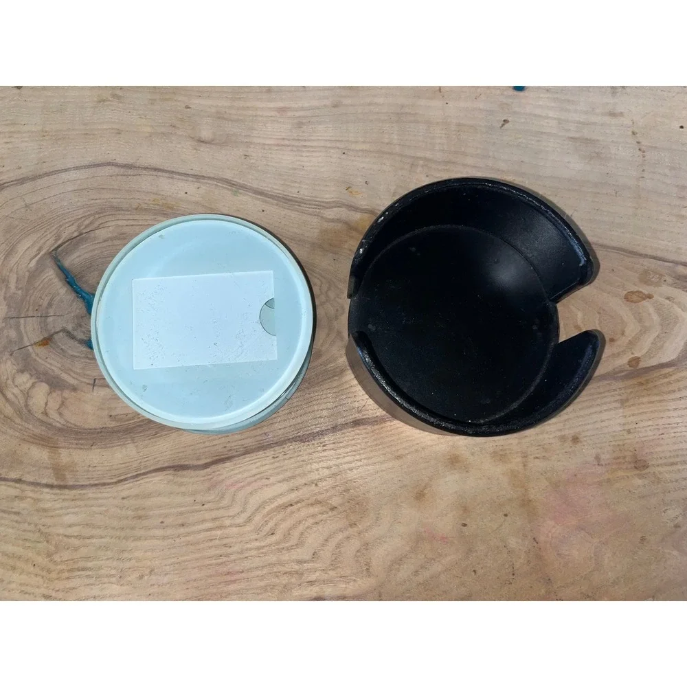 Set of 4 Round Glass Photo Coasters with Black Holder Customizable